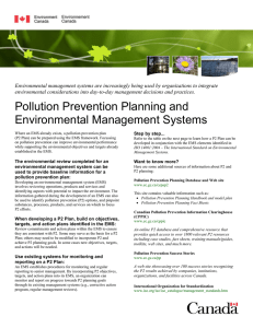 Pollution Prevention Planning and Environmental Management