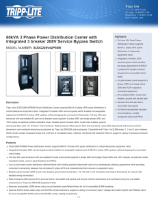 60kVA 3 Phase Power Distribution Center with Integrated 3 breaker