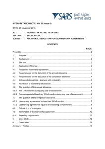 Additional Deduction Learnership Allowance