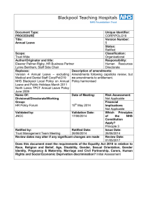 Annual Leave Version Number - Blackpool Teaching Hospitals NHS