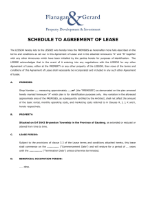 schedule to agreement of lease