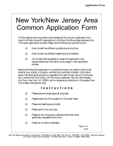 New York/New Jersey Area Common Application Form