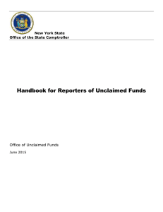 Handbook for Reporters of Unclaimed Funds – New York State