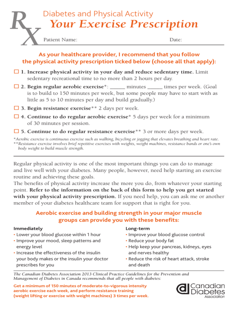 Your Exercise Prescription Guidelines