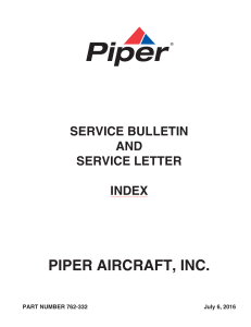 Service Bulletin - Service Letter Index