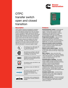 OTPC transfer switch open and closed transition