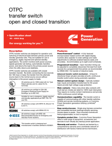 OTPC transfer switch open and closed transition