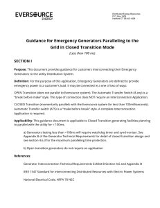 Guidance for Emergency Generators Paralleling to the