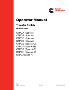 (40-4000 Amp) Transfer Switch Operators manual