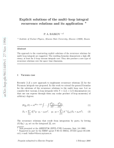 Explicit solutions of the multi–loop integral recurrence relations and