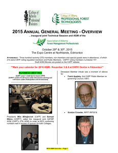 2015 AGM Overview - College of Alberta Professional Foresters
