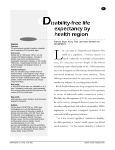 Disability-free life expectancy by health region