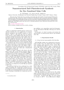 Nanostructured ZnO Photoelectrode Synthesis for Dye Sensitized