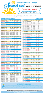 Summer 2016 Schedule - Clovis Community College