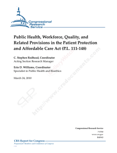 Public Health, Workforce, Quality, and Related Provisions in the