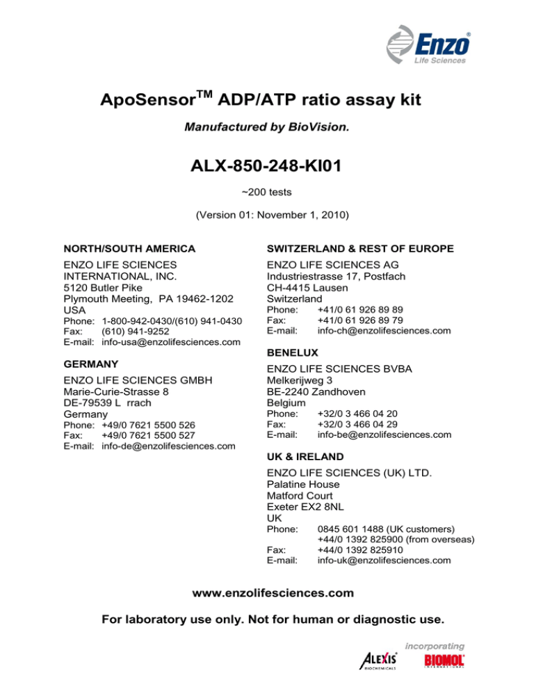 ADP ATP Ratio Assay Kit