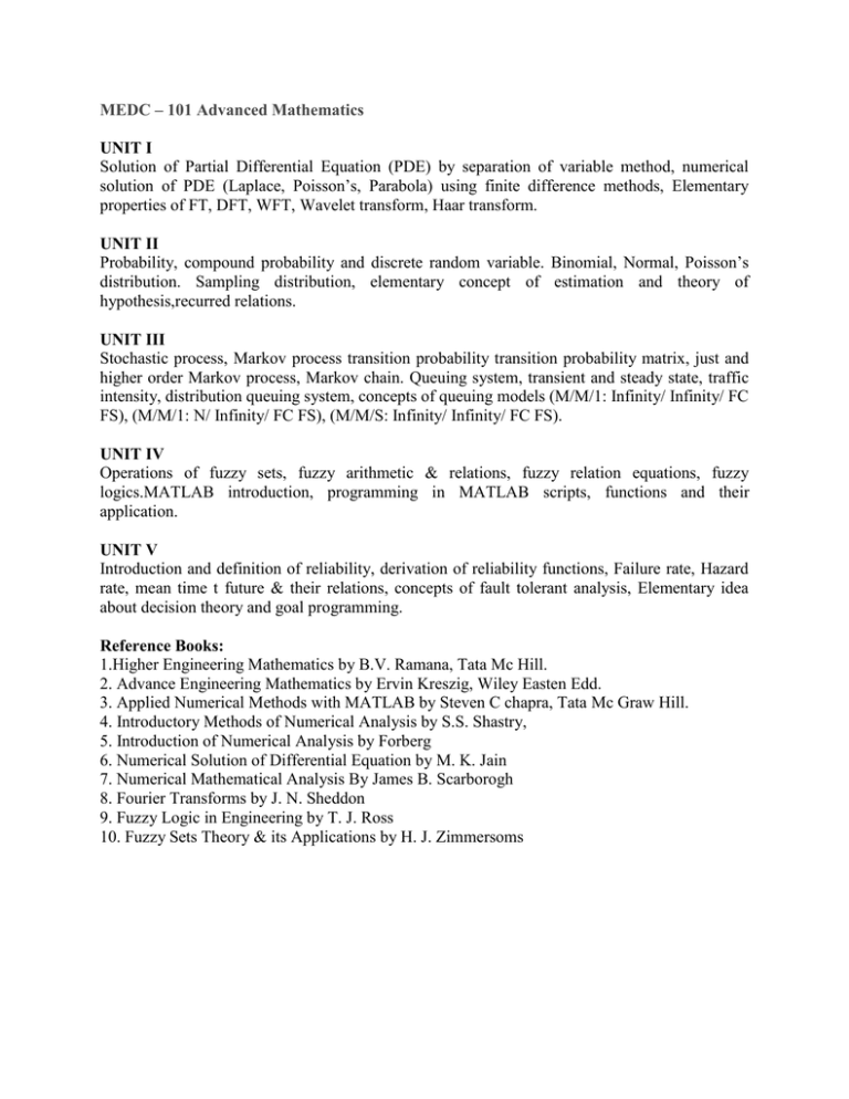 Medc 101 Advanced Mathematics Unit I Solution Of Partial