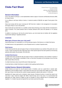 Clubs Fact Sheet - Consumer and Business Services