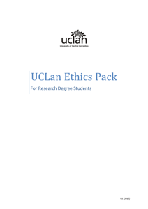 Ethics Pack for Research Students - University of Central Lancashire