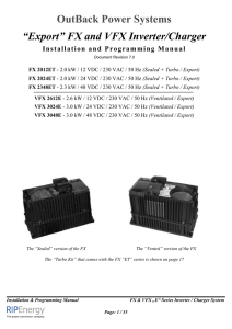 OutBack Power Systems “Export” FX and VFX Inverter