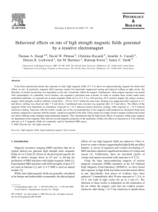 Behavioral effects on rats of high strength magnetic fields generated
