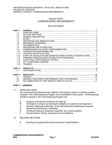 Commissioning Specifications - Facilities Management