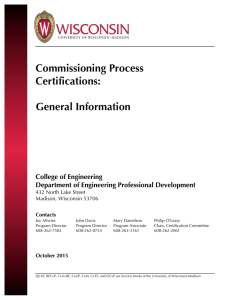 Commissioning Process Certifications: General Information