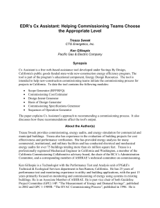 EDR`s Cx Assistant: Helping Commissioning Teams Choose the