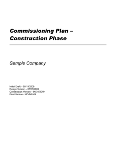 Commissioning Plan – Construction Phase