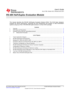 RS-485 Half-Duplex EVM User`s Guide (Rev. B)