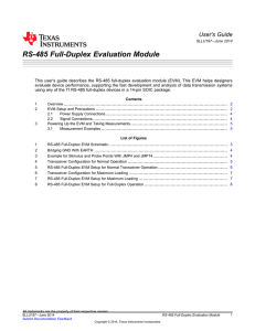 RS-485 Full-Duplex EVM User`s Guide