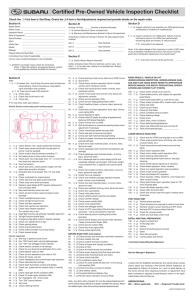 Certified Pre-Owned Vehicle Inspection Checklist