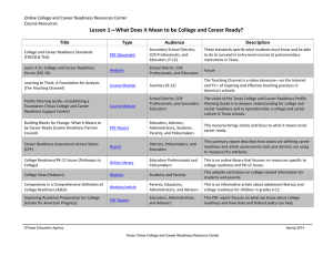 Lesson 1—What Does it Mean to be College and Career Ready?