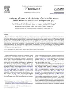 Analgesic tolerance to microinjection of the μ