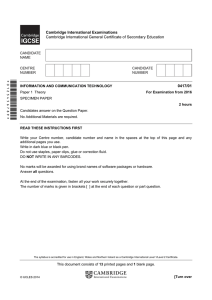 2016 Specimen Paper 1 - Cambridge International Examinations