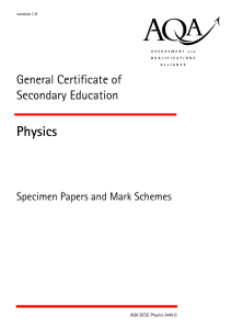 GCSE Physics All units Specimen Question Paper
