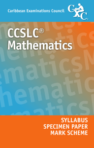 CCSLC Mathematics Syllabus, Specimen Paper and Mark Scheme