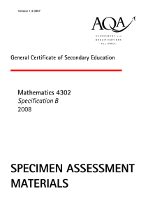 GCSE Mathematics Specification B 4302 Specimen Question Papers