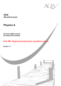 GCE Physics A Unit 4B Specimen Question Paper