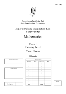 Mathematics: Sample Paper P1 Ordinary Level