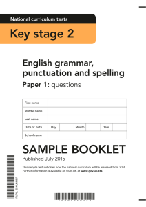 Sample KS2 English grammar, punctuation and spelling