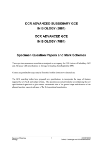 AS/A Level Biology specimen question papers and mark schemes