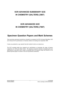 AS/A Level Chemistry B specimen question papers - Benjamin