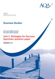 GCE Business Studies Specimen Question Paper