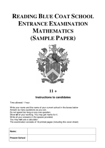 11+ Sample Mathematics Paper