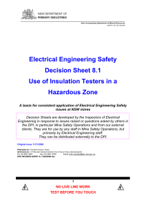 Use of insulation testers in a hazardous zone