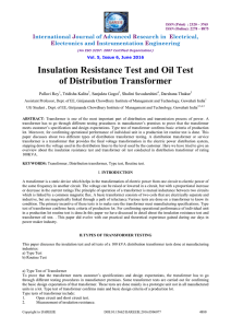 Insulation Resistance Test and Oil Test of Distribution