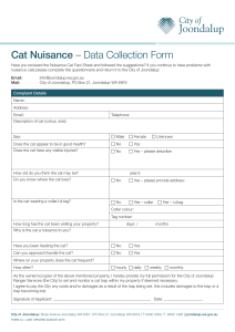 Cat Nuisance – Data Collection Form