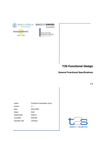 20/01/2009. T2S Functional Design. General functional specifications