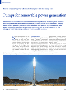 Pumps for renewable power generation